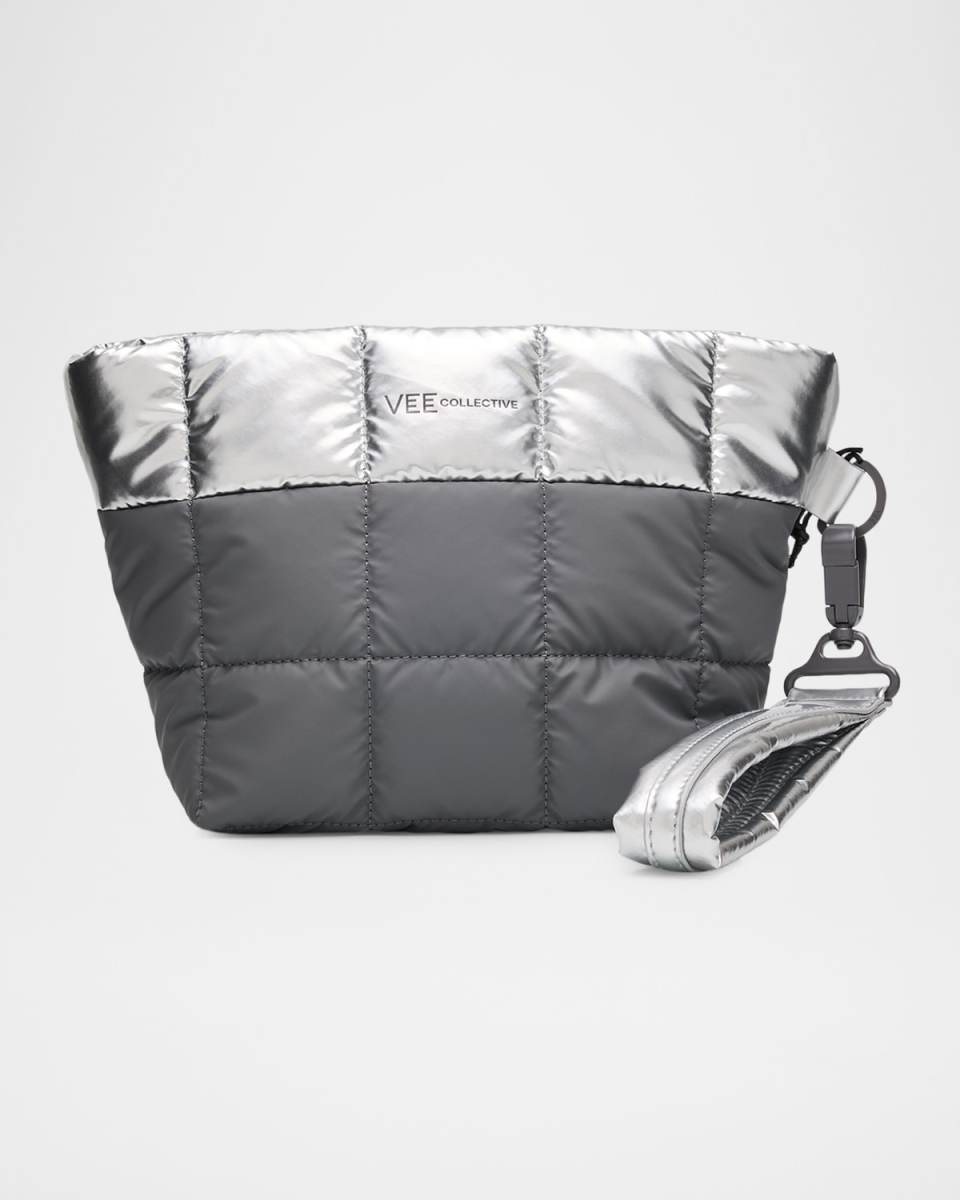 Porter Puffy Metallic Nylon Clutch Bag